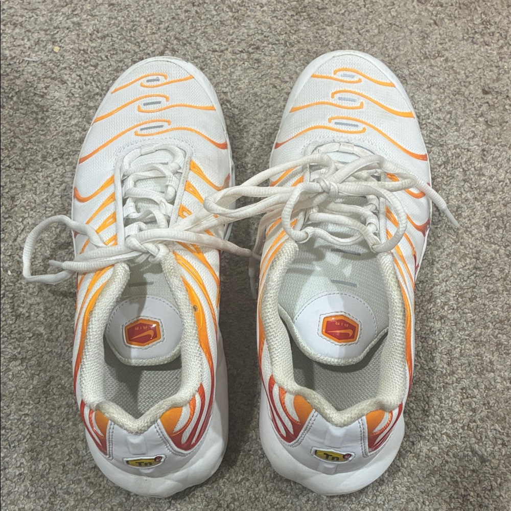 White and Orange nike air maxes Athletic Shoes